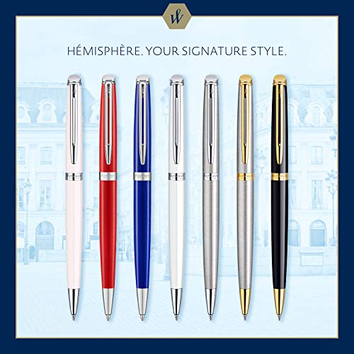 Waterman Hémisphère Ballpoint Pen Bright Blue Lacquer With Chrome Trim Medium Point Blue Ink Gift Box #TOP6