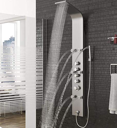 Rain Waterfall de acero inoxidable con jets de masaje y ducha manual estilo lluvia cromada para baño miniatura 2