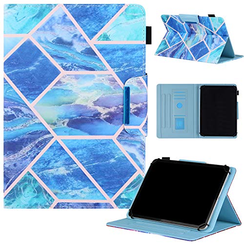Universal Case for 7 inch Tablet, Universal 7 Inch Tablet Case, Dluggs PU Leather Stand Wallet Case Cover for All 6.5 - 7.5 Inch Tablet Tablet, Blue Grid