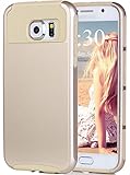 S6 Case,Eraglow Heavy Duty Rugged Shockproof Armor Holster Defender Slim Protective Hard Soft Rubber Bumper Case Cover For Samsung Galaxy S6 (gold)