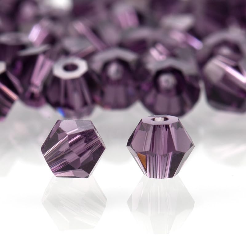 Zestaw wielokolorowych koralików Bicone Crystal Beads - koraliki szklane 3-6 mm do wyrobu biżuterii i projektów rękodzielniczych(Violet,6MM about 280PCS)