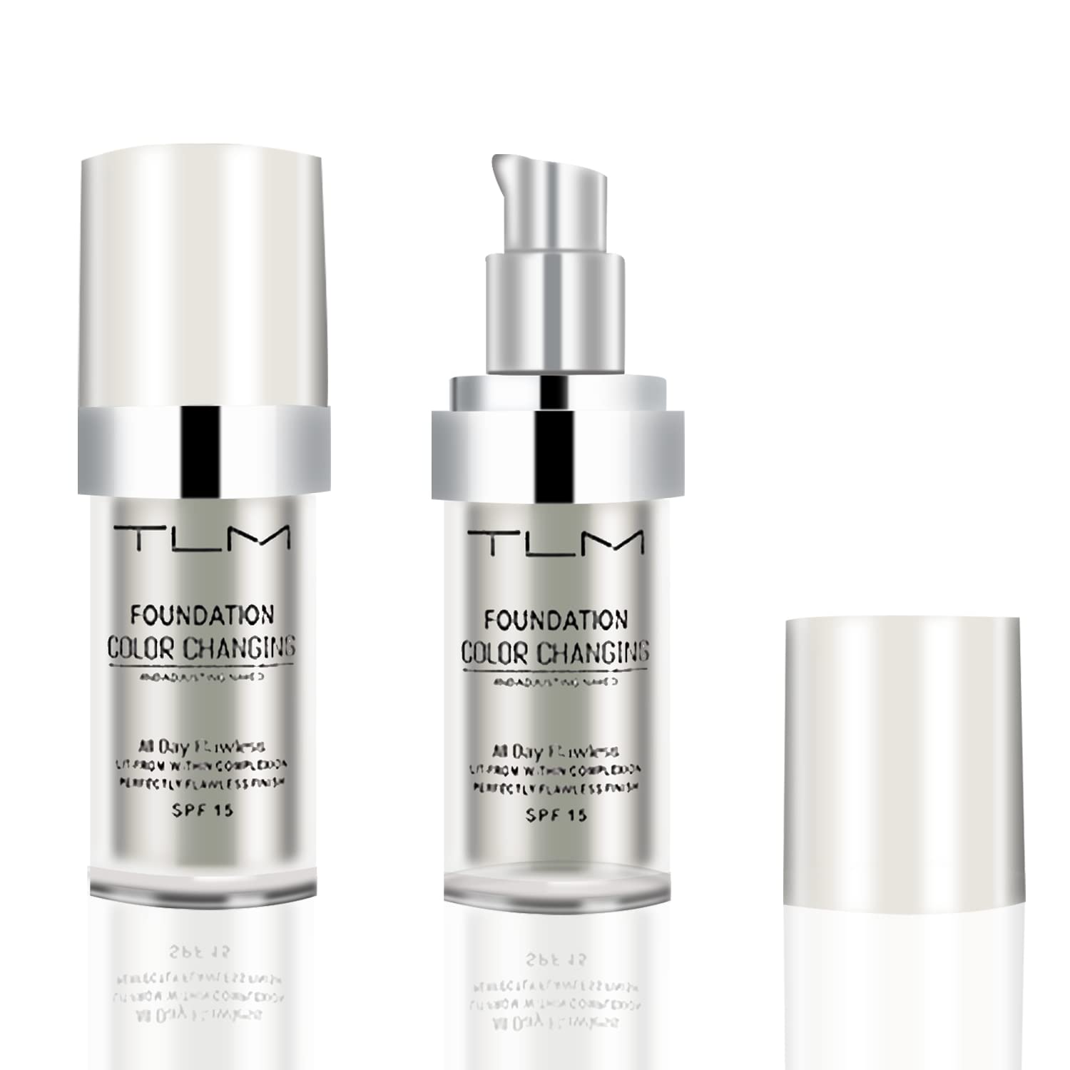 TLM Color Changing Foundation Liquid Base Makeup, Change To Your Skin Tone By Just Blending, 30ML