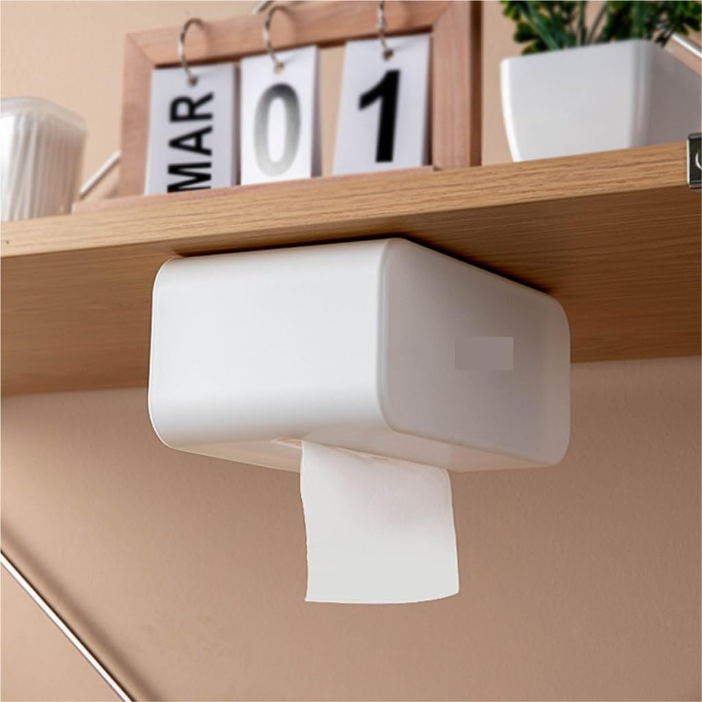 Tissue Box Cover Creative Wall-Mounted Tissue Box Household Multi-Functional Pasted Paper Box Living Room Toilet Paper Towel Storage Box (Color : Green, Size : One Size)