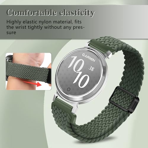 Magnetic Braided Watch Bands Compatible with Garmin Lily 2 Women Men,14mm Wristband,Replacement Nylon Sport Strap for Garmin Lily 2 Dark Olive Green by VanHooc - Used condition - Image 4
