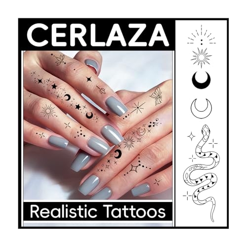 Cerlaza 65 Styles Temporary Tattoos Adult, Hand Finger Fake Tattoos Semi Permanent Tattoo for Women...