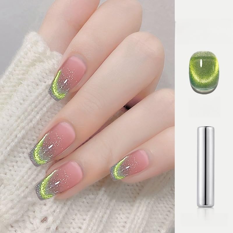 Cat Eye Gel Nail Polish Set with Magnetic Powder, 4 x 15ml Bottles, UV/LED Cured, Long-Lasting 4 Weeks, Stunning Magnetic Effects, DIY Manicure Kit, 06