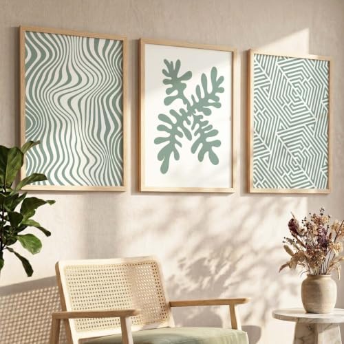 Image of HOTHOUSE Modern Art Home Decoration Pattern Paintings With Frame For Living Room Bed Room Hotel Wall Decor Digital Reprint Set of 3 (10X13 inch)
