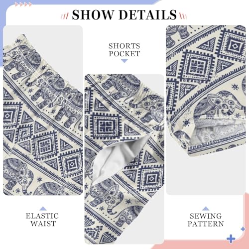 ZZXXB Ethnic Elephant Geometry Boys Long Pants Soft Trousers Elastic Waist Kids Lounge Bottoms with Pockets S-XL4