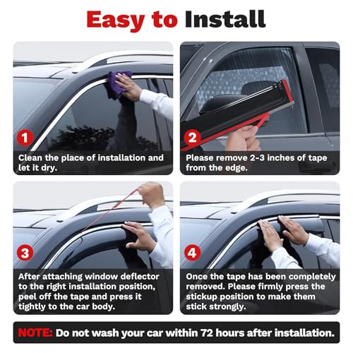 Image of Canvcle Kicks Rain Guards - Window Visors for Nissan Kicks 2025 2026, Outside-Mount Tape-On Side Window Wind Deflectors for Nissan Kicks Accessories, Vent Visors Shades Rainproof 4PCS