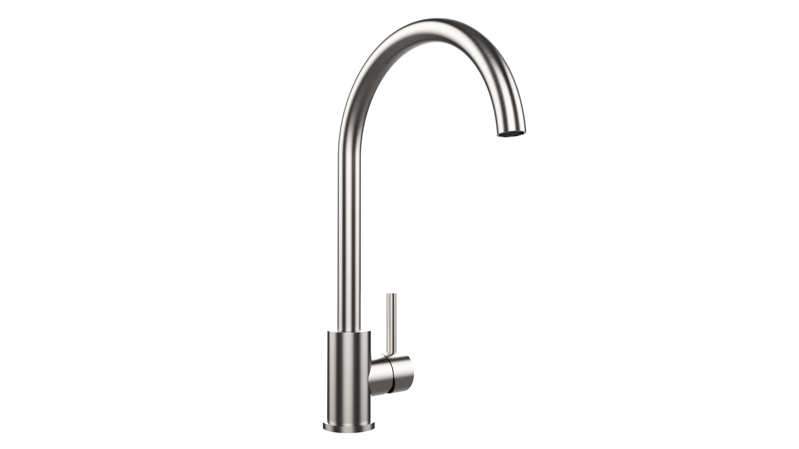 TEKA Grifo Cocina Monomando, Caño Alto Giratorio 360º, Aireador Eco Anticalcáreo Limitador de caudal 5 l/min, Acero Inoxidable AISI 304, Easy Fix, Modelo UNI 9310