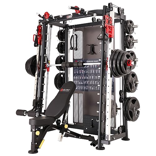 Altas Strength Home Gym Equipment Smith Machine with Pulley System Gym Squat Rack Pull Up Bar Upper Body Strength Training Leg Developer Light Commercial Fitness Equipment Included Accessories 3000Y - Image 3