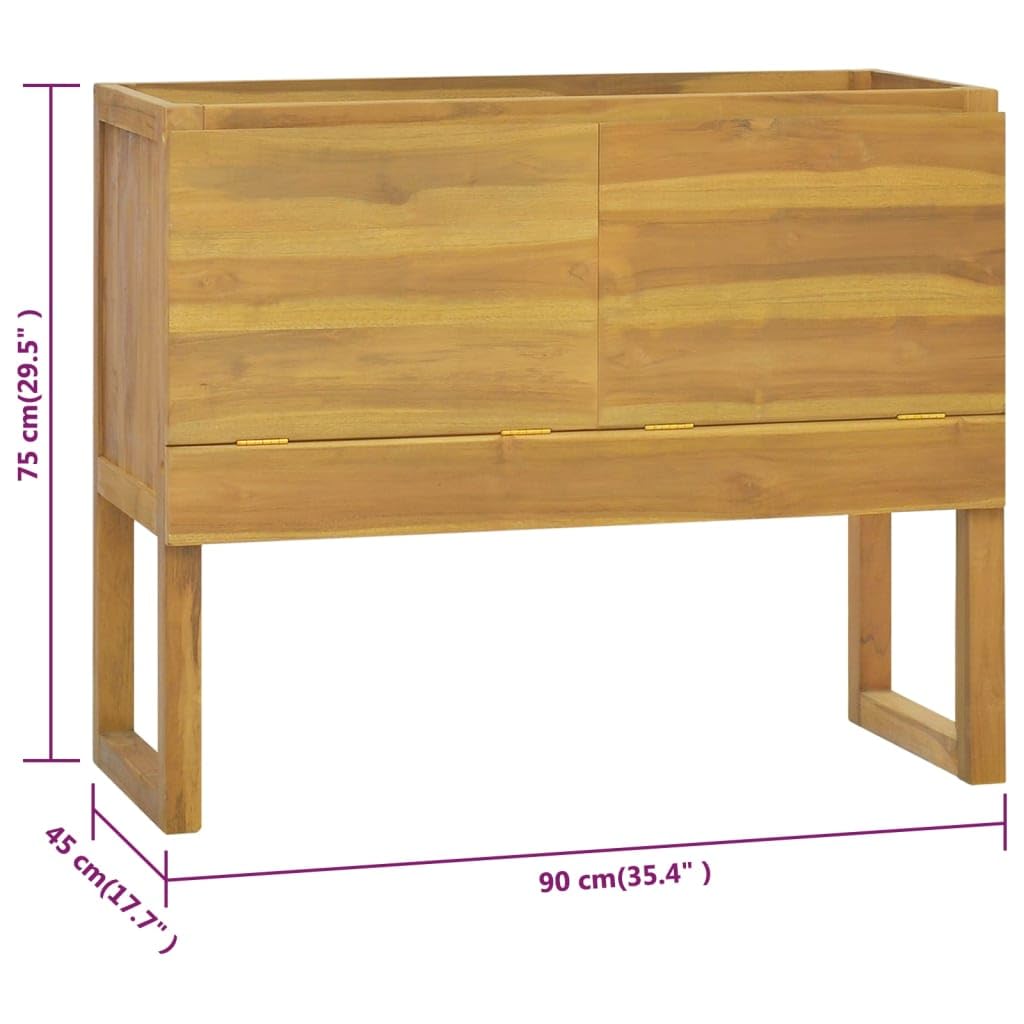 vidaXL Mobile da Bagno 90x45x75 cm in Legno Massello di Teak