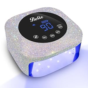 Belle Cordless UV LED Nail Lamp, Large Screen Gel Dryer with Touch Control & Sensor Timer, Rechargeable Nail Curing Lamp for Salon & Home