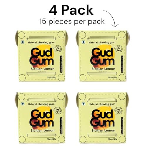 Image of Gud Gum- Natural, Plastic Free Chewing Gum -21g x 4 - Mini Pack of 4- No added artificial colours, flavours & sweeteners