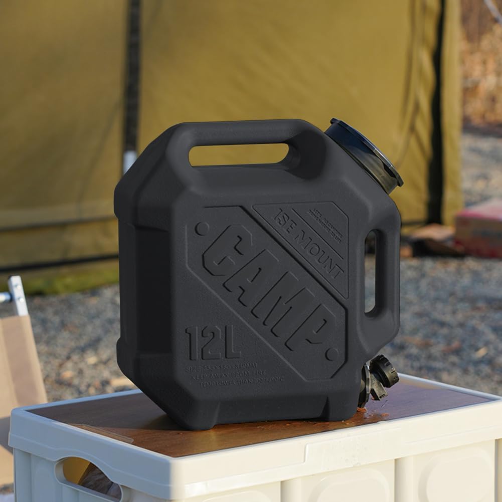 QSTNOLOGY 12L Water Jug with Spigot, Portable Water Tank BPA Free, Leak-Proof Water Containers for Camping Water Storage Containers for Emergency Outdoor Hiking Picnic(Black)