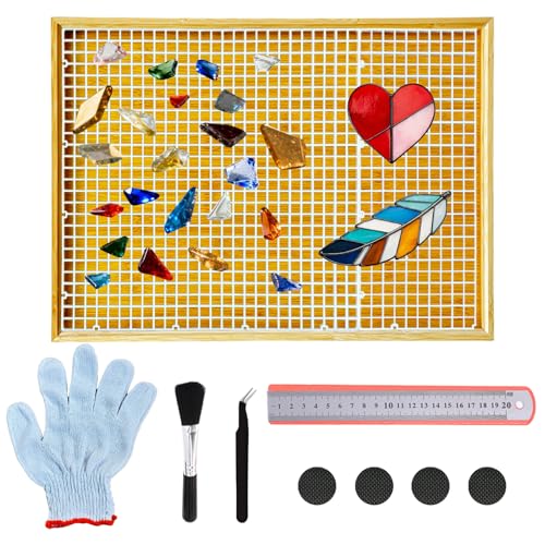 17 x 12Stained Glass Cutting Mat Double-Layer Non-Slip Glass Cutting Mat for Mosaic & Craft Work Surface