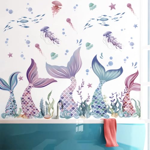 Vinilo decorativo cola de sirena para habitación infantil miniatura 7