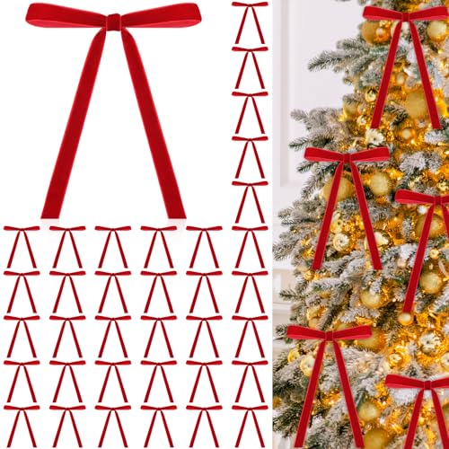 Lot de 40 nœuds en velours vintage pour sapin de noël