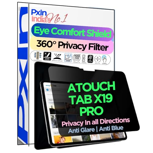 Image of PxIn Tablet Privacy Screen Guard compatible with ATOUCH TAB X19 PRO | No.1 | Anti Glare | Anti Blue Light | Anti UV | 4 Way Privacy Filter | 360 Privacy | Eye Protect