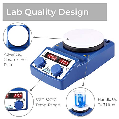Seattle Alki Scientific Digital Magnetic Hotplate Stirrer | LED Display | 5L Ceramic Hot Plate | 100-1500RPM | Temperature Probe | by Fristaden Lab - Thumbnail 5