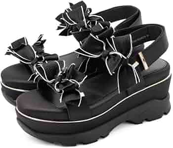 Amazon | [ランダ] サンダル ミニリボン厚底スポ―ツサンダル