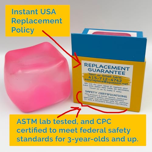 Image of Original Big Block Premium Stress Cube, Pink Squishy Fidget Toy, Adults | Non-toxic ASTM certified, US family-owned, easy replacement, jumbo pink sensory squeeze cube, stress relief