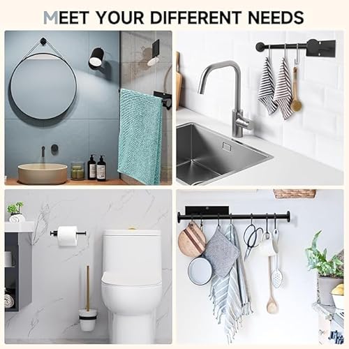 FISHCLOUD Paper Towel Holder Wall Mount - Self Adhesive No Drill or Drilling, SUS304 Stainless Steel - Kitchen, Bathroom, Sink, Pantry, Fridge(Black) #4