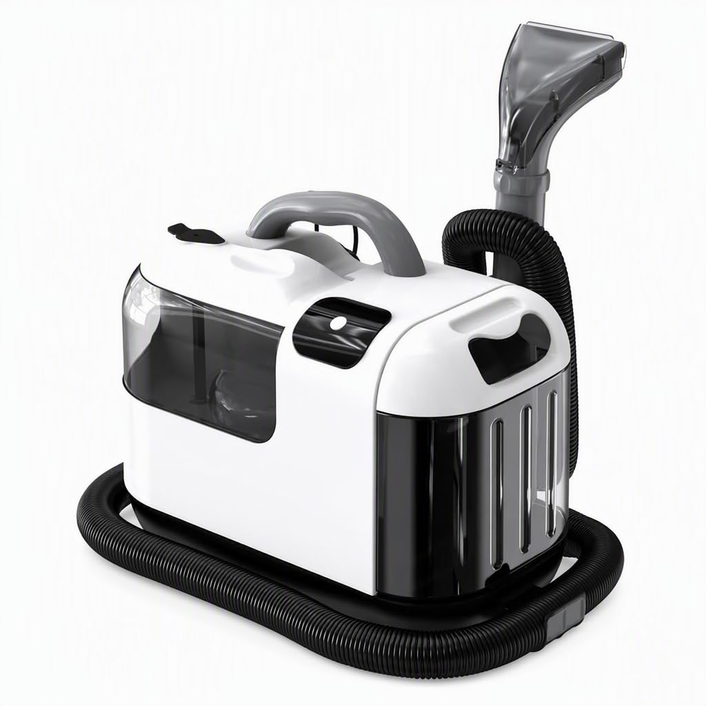 Limpiador a vapor de alfombras y tapicería de 1200 W, con succión de 13000 Pa y depósito de agua sucia de 1800 ml. Incluye boquilla para ranuras, ideal para asientos de coche.