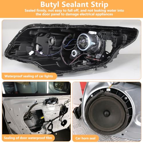 Butylrundschnur Klebeband 8mm x 8m Butylband Schwarz Butylkautschuk Klebeband Wasserdicht Selbstklebend Butyl Dichtband Butylschnur für Auto-LKW-Scheinwerfer Fenster Tür Windschutzscheibe