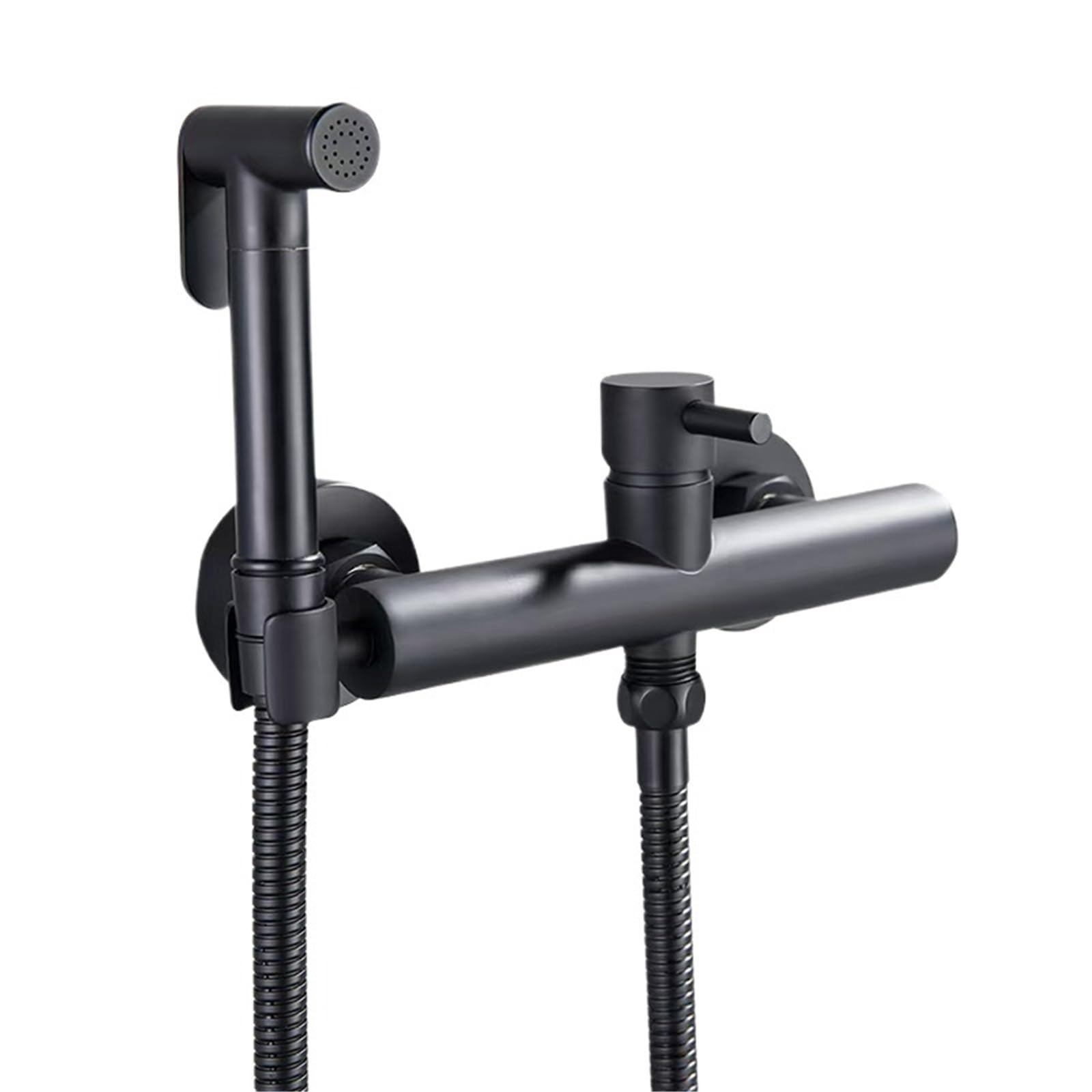 ZYCHSJXA Brass Bidet Faucet Set Handheld Ducha Higienica Hot Cold Toilet Crane Women(Black Faucet)