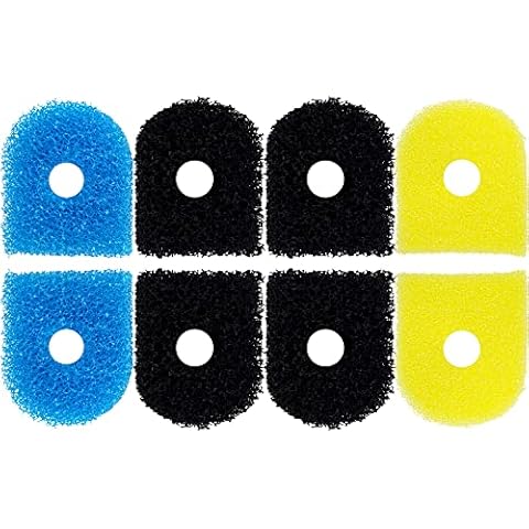 USEAMIE 8 Pack Replacement Filter Sponges Compatible with Kulife Aquarium Filters, 2 Coarse Sponge, 4 Carbonized Sponge, 2 Fine Sponge Cover