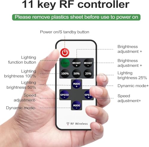 Image of Auslese Mini RF Remote LED Strip Controller for Single Color 5050 3528 2835 12V DC 12A 11 Key Wireless Dimmer for Home Kitchen Bedroom Living Room