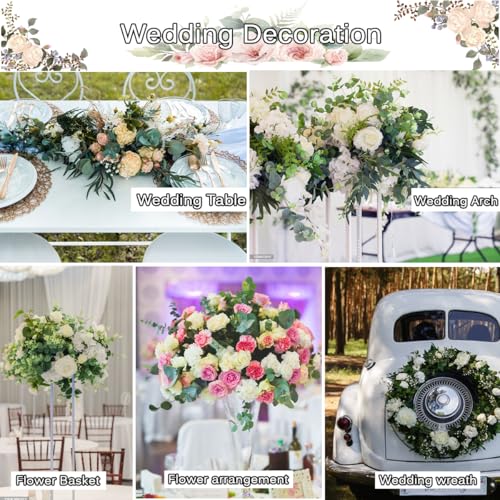 Mixed Eucalyptus Leaves Stems Bulk Artificial Silver Dollar Leaves Picks Dried Eucalyptus Bundle Faux Spray for Wedding Vase Bouquet Decor (120, Green) image 1