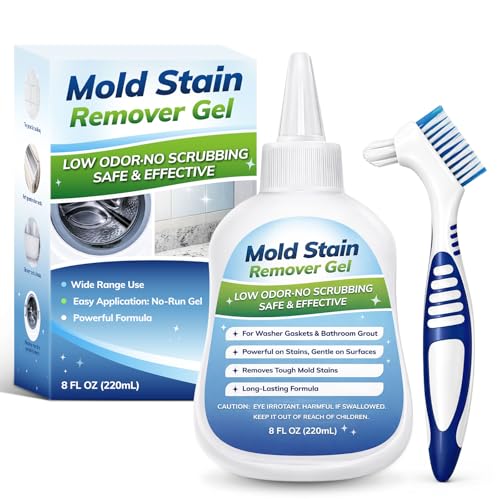 ladoweir Mold-Stain Remover Gel for Washing Machine & Bathroom – Low Odor Remover Gel for Rubber Gaskets, Shower Grout, Silicone Sealant, Toilet, Kitchen Sink