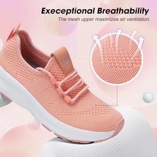 Image of ZOVE Wide Toe Box Shoes Women Extra Wide Width Sneakers Ultra Light Road Running Shoes Non-Slip Tennis Sneakers Breathable Walking Athletic