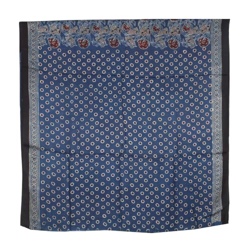 Image of Ethnics of Kutch Womenss Ajrakh Modal Silk Natural Dye Hand Block Print Saree with Blouse Piece - 5.5 Mtr Length