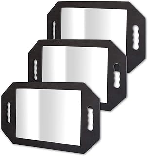 Barber Mate 3PK Large Rectangular Double Handheld Foam Cushion Mirror with Handles