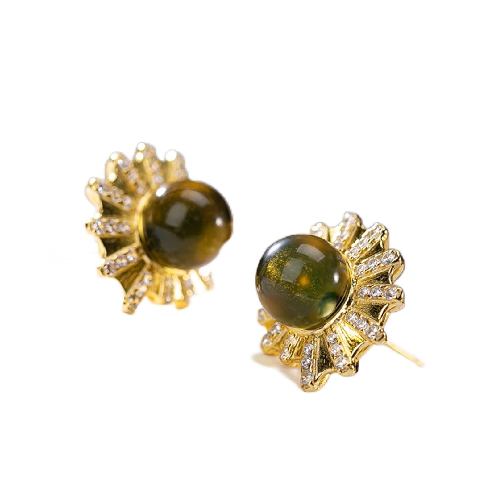 YCTTKDD Pendientes S925 con Incrustaciones de Collar de ámbar Azul, Conjunto de Anillos y Pendientes para Mujer para el día de San Valentín de la Novia