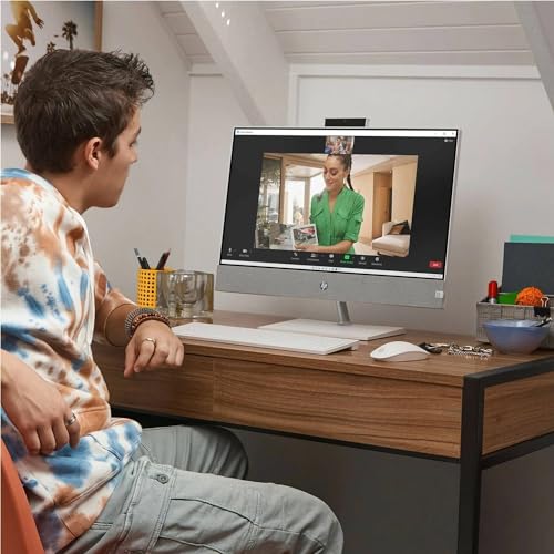 Image of HP Pavilion All-in-One Desktop, 27 inch FHD Touchscreen, Intel Core i7-13700T, NVIDIA GeForce RTX 3050, 64GB RAM, 2TB SSD, IR Camera, Wireless Keyboard & Mouse, Wi-Fi 6, Windows 11 Home, White
