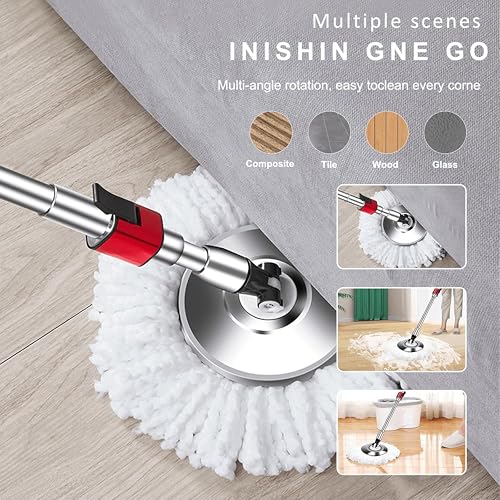 Image of Stainless Steel Mop 360* Rod /Stick /Handle Rotate with Plate (Multicolored)- Mope Head Handle & Refill Heavey Metal Rod