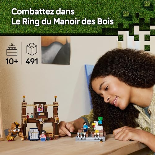 LEGO Minecraft Le Ring du Manoir des Bois - Jouet de Construction Interactif - Minifigurines d'un Bébé Zombie, Steve, Garrett & Henry - Set Inspiré du Film pour Gamer, Garçon ou Fille dès 10 ans 21272