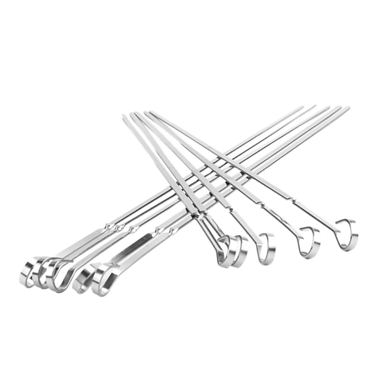 10 piezas Pinchos Inoxidable Reutilizables para Barbacoa al Aire Brochetas Planas Alta Conductividad Térmica y