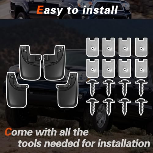 Image of Mud Flaps for Trucks Mud Guards Compatible with Tacoma 2005-2015 Pickup (with Fender Flares) Splash Guards 4pcs Front & Rear Side