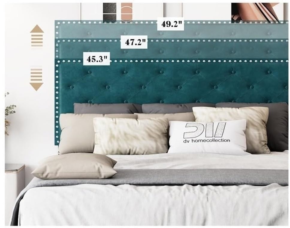 Image of Wooden Modern Upholstered King Size Bed for Bedroom | Wooden Double Bed Without Storage | Platform Cot Upholstered Bed with Upholstery Fabric | Engineered Wood | 6.5 x 6 Ft | Green Oliver