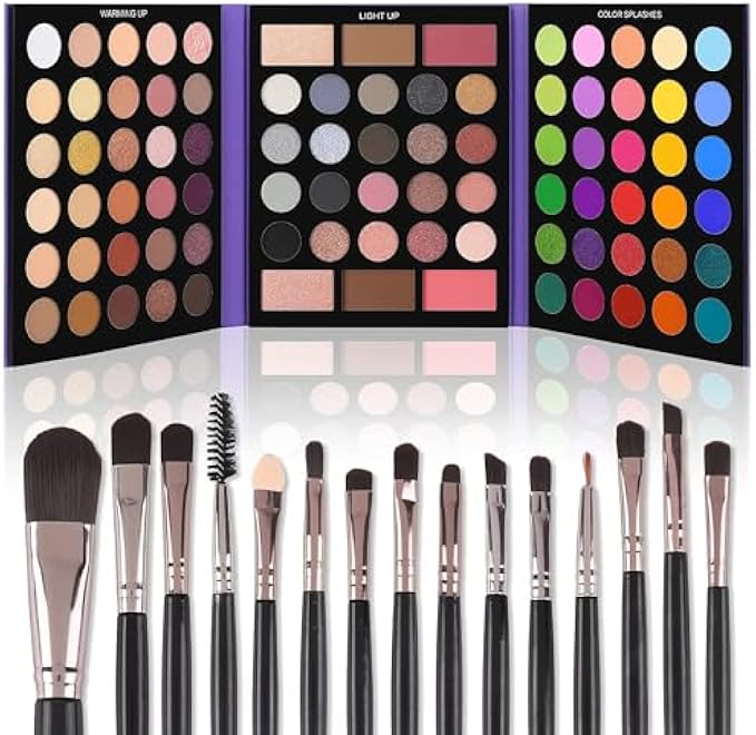 UCANBE Eyeshadow Palette with 15Pcs Brushes Makeup Set, Pigmented 86 Colors Make Up Sets Valentine's Day Gift, Matte Shimmer Glitter Eye Shadow Pallet Highlighter Contour Blush Powder Brush Beauty Kit
