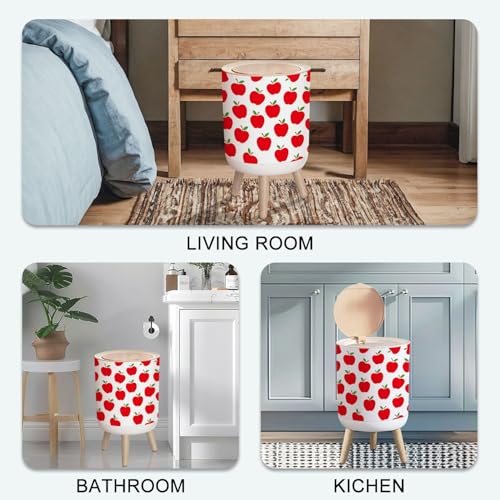 Basurero pequeño con tapa estampado manzanas rojas 7L miniatura 7
