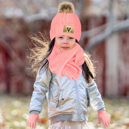 Kids Knit Hat/Scarf/Gloves Set,Winter Warm Set with Beanie and Long Scarf2