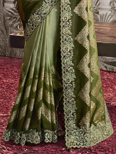 Saree de seda jacquard indio ropa de fiesta mujer con blusa unstitched 2