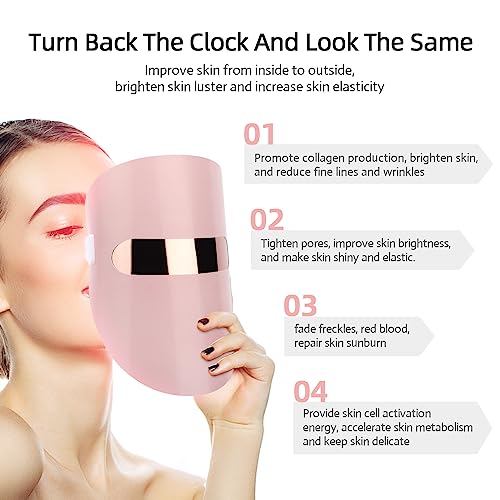 ENLIWISH LED Face Mask Light Therapy 3 Color Settings LED Mask Light Therapy - Anti Aging Red light - Skin Rejuvenation & Wrinkle Reduction - Soft & Lightweight - Portable... - Image 2