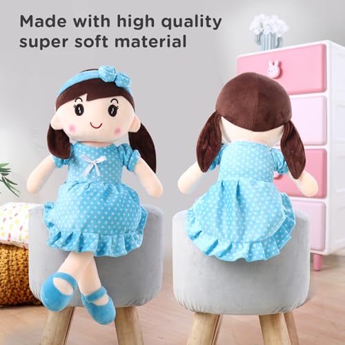 Image of Play Nation Premium Emma Candy Doll | Stuffed Girl Winky Candy Doll | Cuddly Soft Washable Plush Toy | Safe for Kids | BIS Certified | Birthday Gift | 45 cm | 3+ Years (Blue)